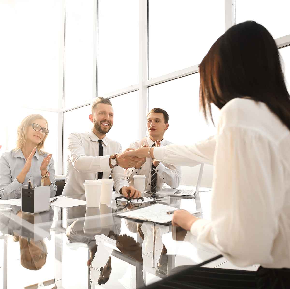 employers congratulate employee his promotion